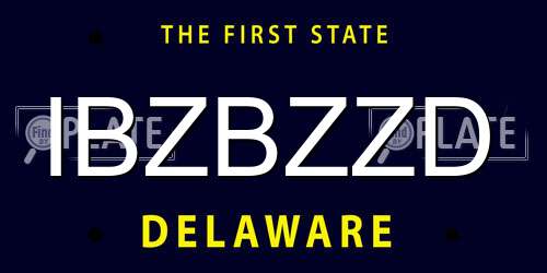 IBZBZZD Delaware License Plate