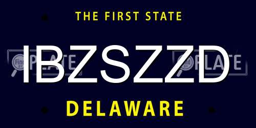 IBZSZZD Delaware License Plate