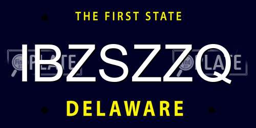 IBZSZZQ Delaware License Plate
