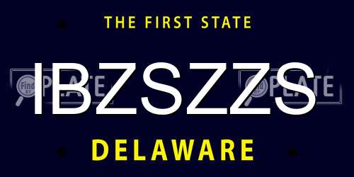 IBZSZZS Delaware License Plate