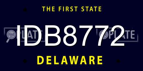 IDB8772 Delaware License Plate