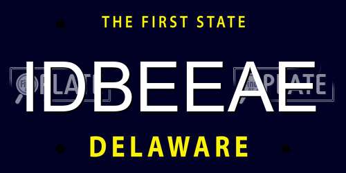 IDBEEAE Delaware License Plate
