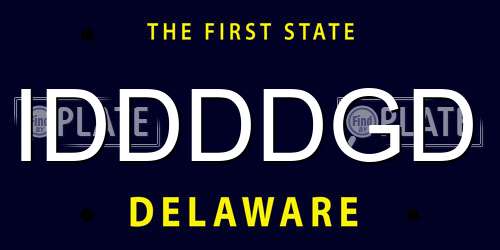 IDDDDGD Delaware License Plate