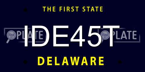 IDE45T Delaware License Plate
