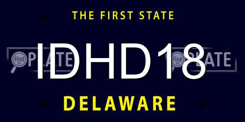 IDHD18 Delaware License Plate
