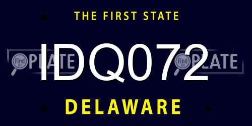 IDQ072 Delaware License Plate