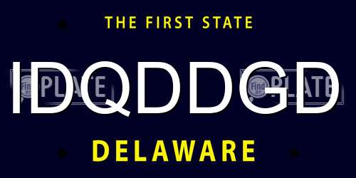 IDQDDGD Delaware License Plate