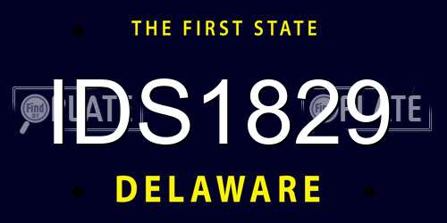 IDS1829 Delaware License Plate