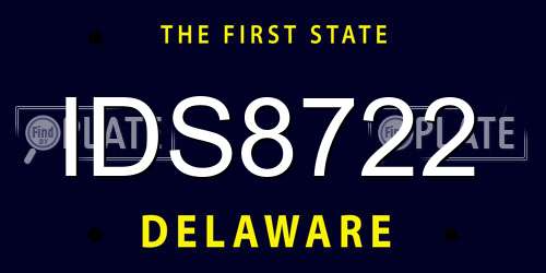 IDS8722 Delaware License Plate