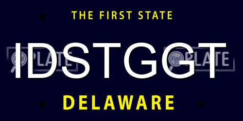 IDSTGGT Delaware License Plate