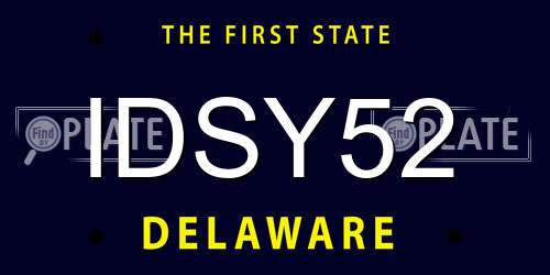 IDSY52 Delaware License Plate