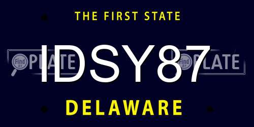 IDSY87 Delaware License Plate