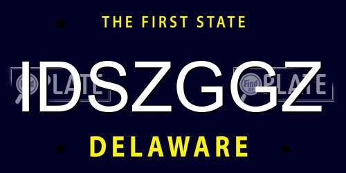 IDSZGGZ Delaware License Plate
