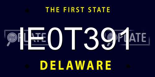 IE0T391 Delaware License Plate