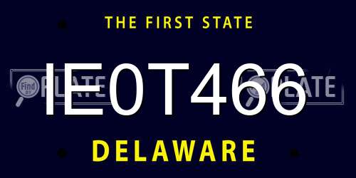 IE0T466 Delaware License Plate