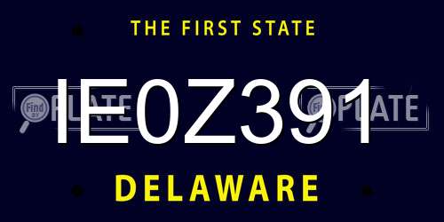 IE0Z391 Delaware License Plate