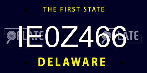 IE0Z466 Delaware License Plate