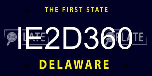 IE2D360 Delaware License Plate
