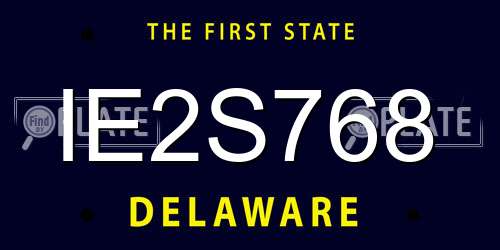 IE2S768 Delaware License Plate