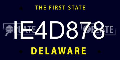 IE4D878 Delaware License Plate