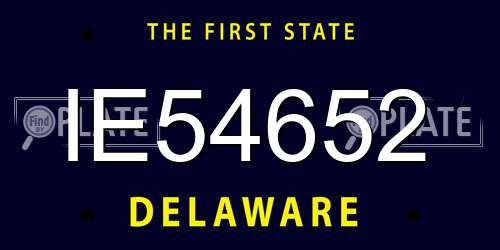 IE54652 Delaware License Plate