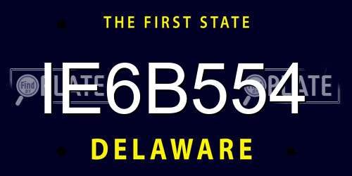 IE6B554 Delaware License Plate