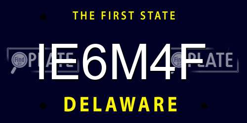 IE6M4F Delaware License Plate