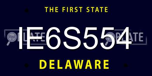 IE6S554 Delaware License Plate