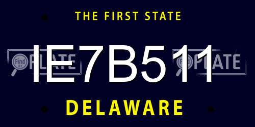 IE7B511 Delaware License Plate