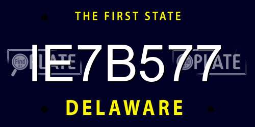 IE7B577 Delaware License Plate