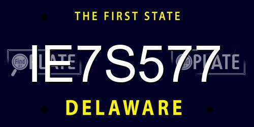 IE7S577 Delaware License Plate