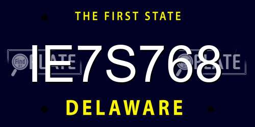 IE7S768 Delaware License Plate