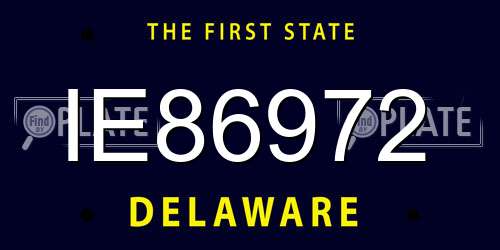 IE86972 Delaware License Plate