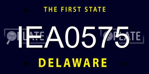 IEA0575 Delaware License Plate