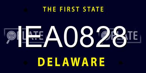 IEA0828 Delaware License Plate