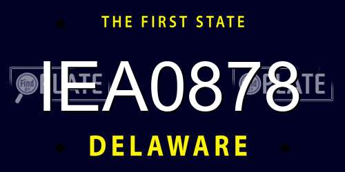 IEA0878 Delaware License Plate