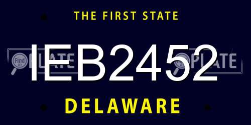 IEB2452 Delaware License Plate
