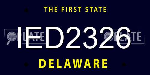 IED2326 Delaware License Plate