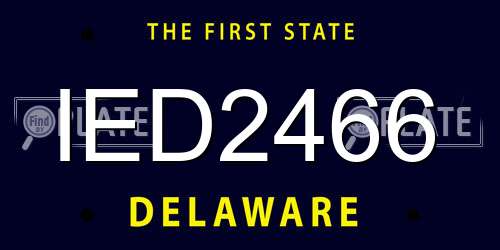 IED2466 Delaware License Plate