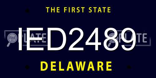 IED2489 Delaware License Plate