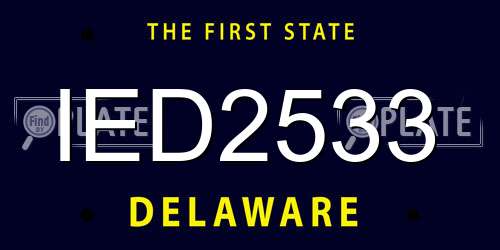 IED2533 Delaware License Plate