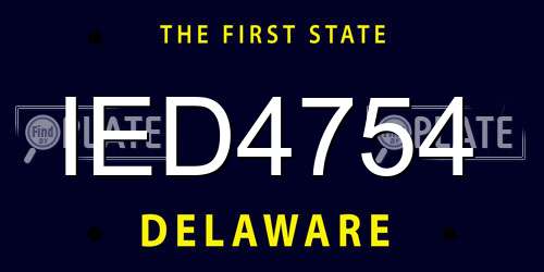 IED4754 Delaware License Plate