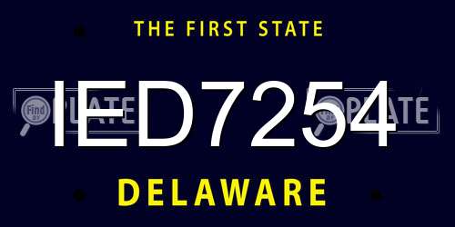 IED7254 Delaware License Plate