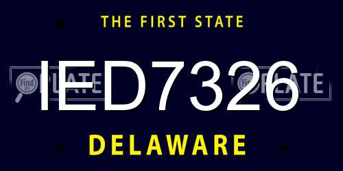IED7326 Delaware License Plate