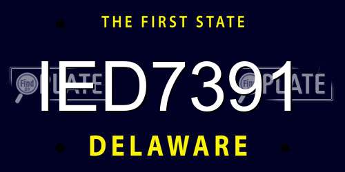 IED7391 Delaware License Plate