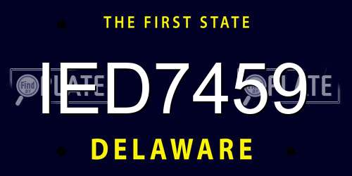 IED7459 Delaware License Plate