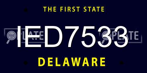 IED7533 Delaware License Plate