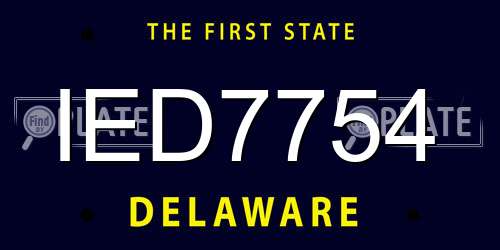 IED7754 Delaware License Plate