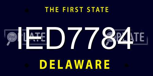 IED7784 Delaware License Plate