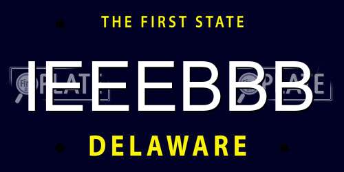 IEEEBBB Delaware License Plate